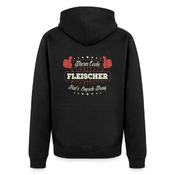 Dieser Coole Fleischer Geschenk Kollegen Spruch - Unisex Premium Bio Zip Hoodie - Schwarz - Hinten - Nico (187cm)