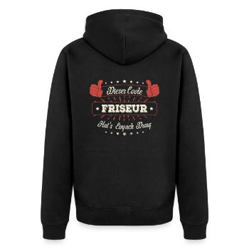 Dieser Coole Friseur Geschenk Kollegen Spruch - Unisex Premium Bio Zip Hoodie - Schwarz - Hinten - Nico (187cm)