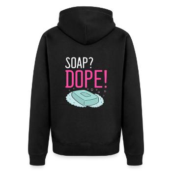 Homemade soap design for oil soap making - Unisex Premium Organic Zip Hoodie - black - Back - Nico (187cm)