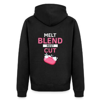 Homemade soap design for oil soap making - Unisex Premium Organic Zip Hoodie - black - Back - Nico (187cm)