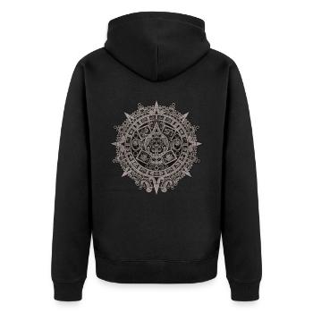 Aztec Solar Calendar Aztec Sunstone - Unisex Premium Organic Zip Hoodie - black - Back - Nico (187cm)