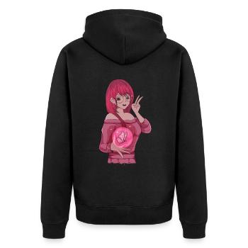 Baddie Girl Esthétique Anime Fille Papillon - Veste à capuche bio Premium Unisexe - noir - Dos - Nico (187cm)