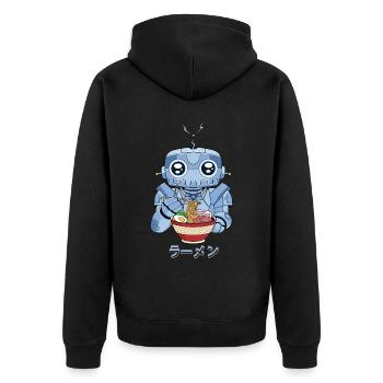 Cyborg Robot Ramen Noodles Cyber Aesthetics - Unisex Premium Organic Zip Hoodie - black - Back - Nico (187cm)