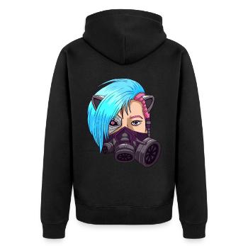 Cyborg Anime Girl Japanese Cyber Aesthetics - Unisex Premium Organic Zip Hoodie - black - Back - Nico (187cm)