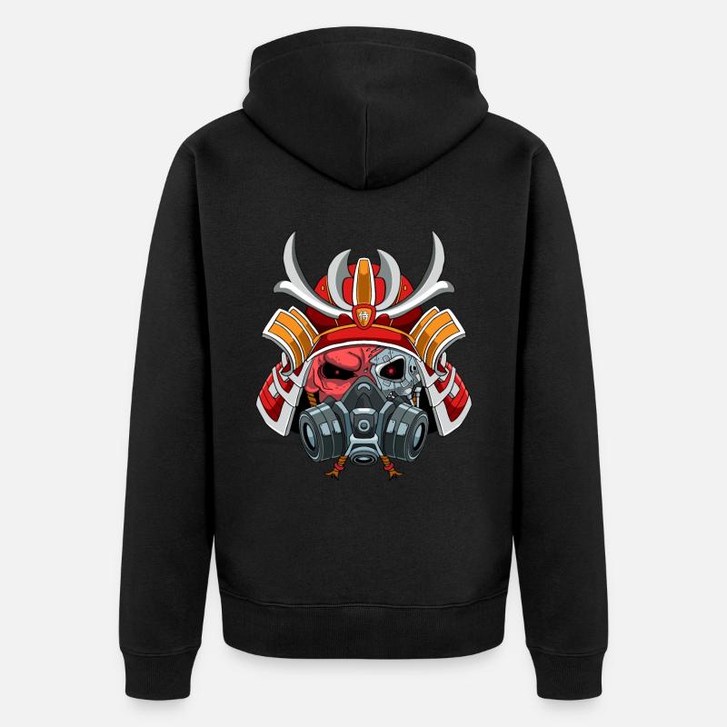 Cyborg Samurai-Krieger Bushido Cyber-Ästhetik - Unisex Premium Bio Zip Hoodie - Schwarz
