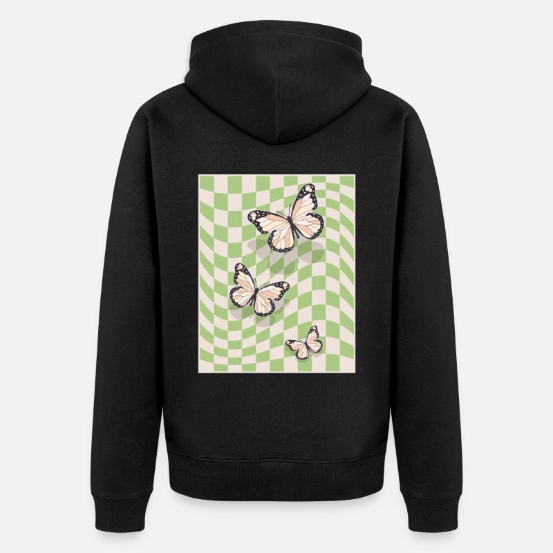 Papillons esthétiques pastel danois - Veste à capuche bio Premium Unisexe - noir