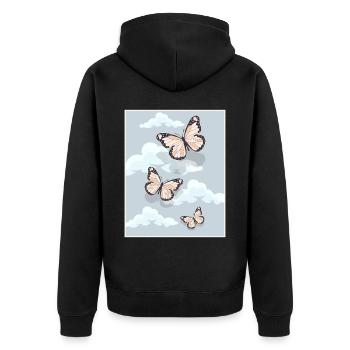 Dänische Pastell-Ästhetik Schmetterlinge - Unisex Premium Bio Zip Hoodie - Schwarz - Hinten - Nico (187cm)