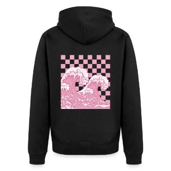 Dänische Pastell-Ästhetik Japanisch - Unisex Premium Bio Zip Hoodie - Schwarz - Hinten - Nico (187cm)