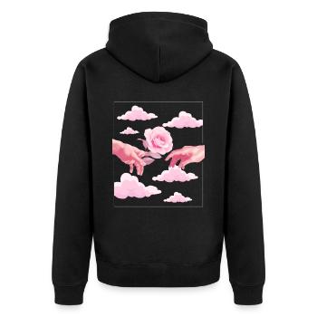 Danish Pastel Aesthetic Pink Rose Creation by - Unisex Premium Organic Zip Hoodie - black - Back - Nico (187cm)