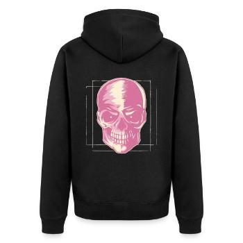 Dänische Pastell-Ästhetik Gothic Totenkopf Goth - Unisex Premium Bio Zip Hoodie - Schwarz - Hinten - Nico (187cm)
