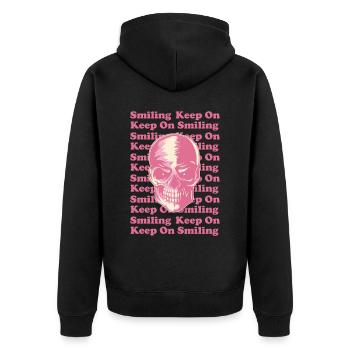 Dänische Pastell-Ästhetik Gothic Totenkopf Goth - Unisex Premium Bio Zip Hoodie - Schwarz - Hinten - Nico (187cm)