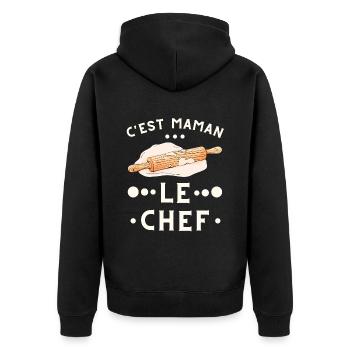 C'est maman le chef - rouleau à pâtisseries - Veste à capuche bio Premium Unisexe - noir - Dos - Nico (187cm)