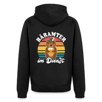 Beamter Bär Bier Bären Biersprüche Biertrinker - Unisex Premium Bio Zip Hoodie - Schwarz - Hinten - Nico (187cm)