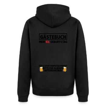 Gästebuch 63. Geburtstag Mann Frau 63 Jahre - Unisex Premium Bio Zip Hoodie - Schwarz - Hinten - Nico (187cm)
