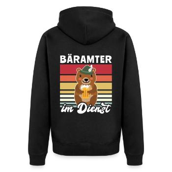 Beamter Bär Bier Biersprüche Biertrinker - Unisex Premium Bio Zip Hoodie - Schwarz - Hinten - Nico (187cm)