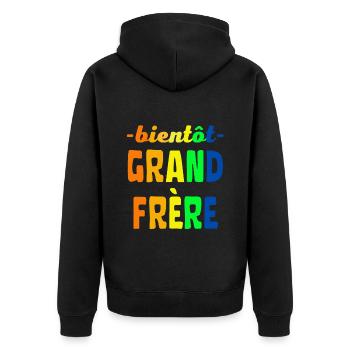 Bientôt Grand Frère couleurs vives - Veste à capuche bio Premium Unisexe - noir - Dos - Nico (187cm)