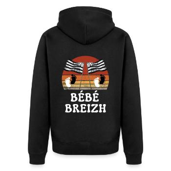 Bébé Breizh BREIZH DRAPEAU BRETAGNE VINTAGE RÉTRO - Veste à capuche bio Premium Unisexe - noir - Dos - Nico (187cm)