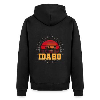 Liebe Idaho Wandern Berg - Unisex Premium Bio Zip Hoodie - Schwarz - Hinten - Nico (187cm)