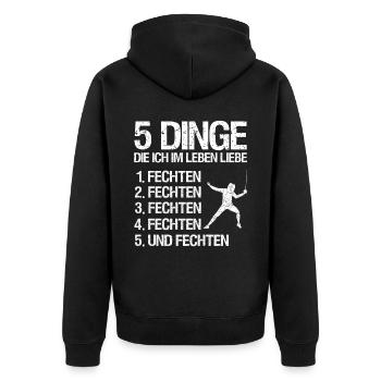 Fechten Degen Fechtduell Geschenkidee - Unisex Premium Bio Zip Hoodie - Schwarz - Hinten - Nico (187cm)