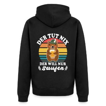 Bier Bierliebhaber Bär Biersprüche Biertrinker - Unisex Premium Bio Zip Hoodie - Schwarz - Hinten - Nico (187cm)