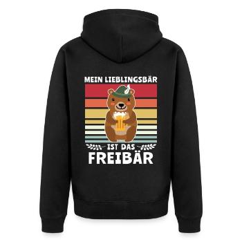 Bier Bierliebhaber Bär Biersprüche Biertrinker - Unisex Premium Bio Zip Hoodie - Schwarz - Hinten - Nico (187cm)