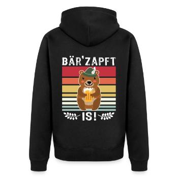Bier Bierliebhaber Bär Biersprüche Biertrinker - Unisex Premium Bio Zip Hoodie - Schwarz - Hinten - Nico (187cm)
