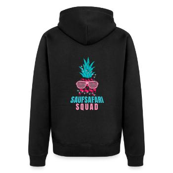 Mallorca Sauf Safari Party Crew Sauftour - Unisex Premium Bio Zip Hoodie - Schwarz - Hinten - Nico (187cm)