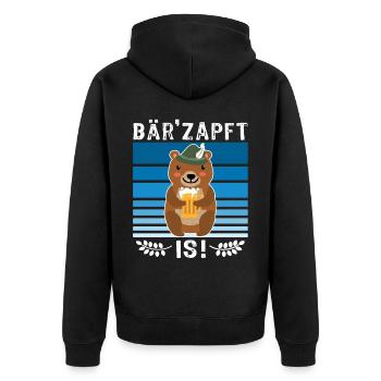 Bier Bierliebhaber Bär Biersprüche Biertrinker - Unisex Premium Bio Zip Hoodie - Schwarz - Hinten - Nico (187cm)