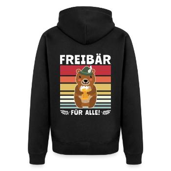 Bier Bierliebhaber Bär Biersprüche - Unisex Premium Bio Zip Hoodie - Schwarz - Hinten - Nico (187cm)