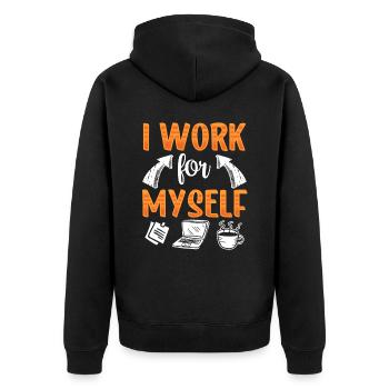 I work for myself founder entrepreneur - Unisex Premium Organic Zip Hoodie - black - Back - Nico (187cm)