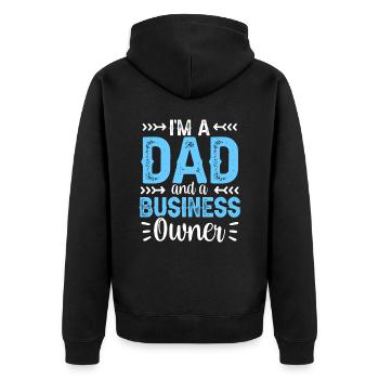 I am a father and a business owner CEO - Unisex Premium Organic Zip Hoodie - black - Back - Nico (187cm)