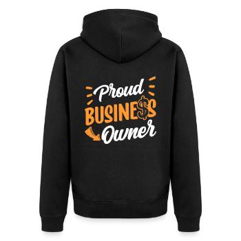 Stolzer Geschäftsinhaber CEO Gründer Unternehmer - Unisex Premium Bio Zip Hoodie - Schwarz - Hinten - Nico (187cm)