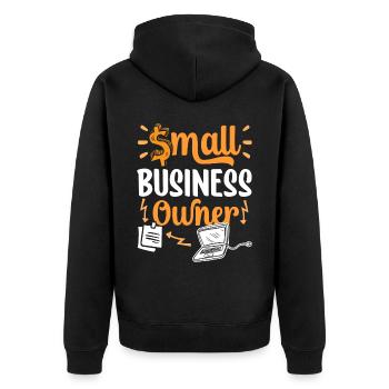 Small Business OWNER CEO Founder Owner - Unisex Premium Organic Zip Hoodie - black - Back - Nico (187cm)