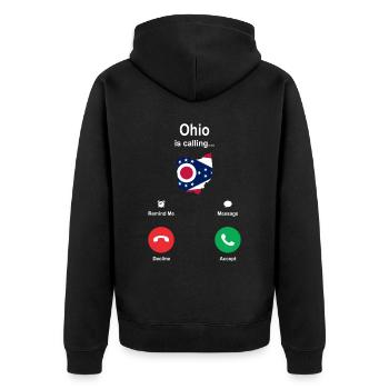 Besuch In Ohio Gift - Unisex Premium Bio Zip Hoodie - Schwarz - Hinten - Nico (187cm)