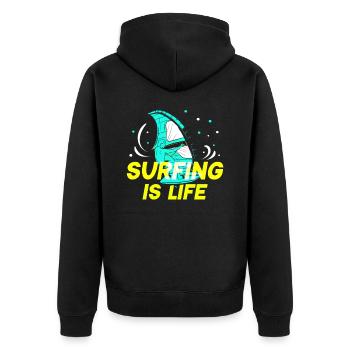 Le surf est life surfer surf surf surf - Veste à capuche bio Premium Unisexe - noir - Dos - Nico (187cm)