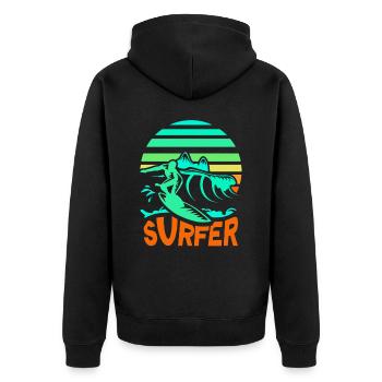 Surfer Surf planche à voile Surf - Veste à capuche bio Premium Unisexe - noir - Dos - Nico (187cm)