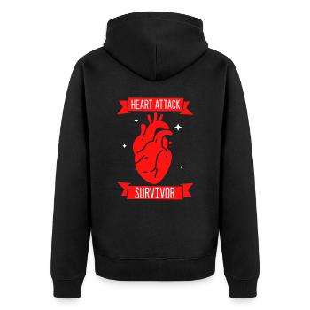 Überlebender Eines Herzinfarkts Herzinfarkt - Unisex Premium Bio Zip Hoodie - Schwarz - Hinten - Nico (187cm)