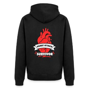 Überlebender Eines Herzinfarkts Herzinfarkt - Unisex Premium Bio Zip Hoodie - Schwarz - Hinten - Nico (187cm)