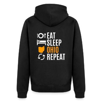 Essen Sie Schlaf ohio wiederholungs geschenk - Unisex Premium Bio Zip Hoodie - Schwarz - Hinten - Nico (187cm)