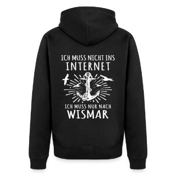 Wismar - Unisex Premium Bio Zip Hoodie - Schwarz - Hinten - Nico (187cm)