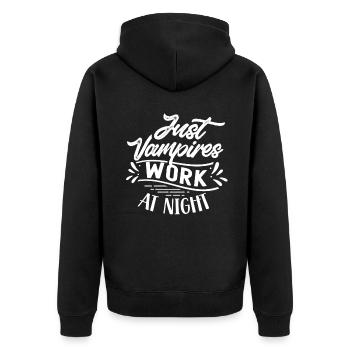 Nur Vampire Arbeiten Nachts Sprüche Tagschicht - Unisex Premium Bio Zip Hoodie - Schwarz - Hinten - Nico (187cm)