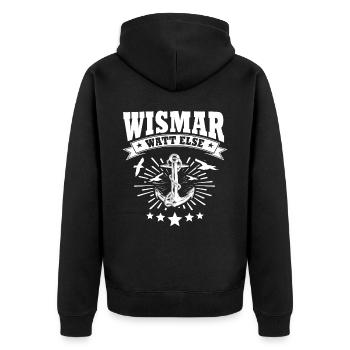 Wismar - Unisex Premium Bio Zip Hoodie - Schwarz - Hinten - Nico (187cm)