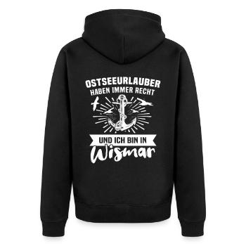Wismar - Unisex Premium Bio Zip Hoodie - Schwarz - Hinten - Nico (187cm)