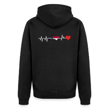 North Carolina herzschlag geschenk - Unisex Premium Bio Zip Hoodie - Schwarz - Hinten - Nico (187cm)