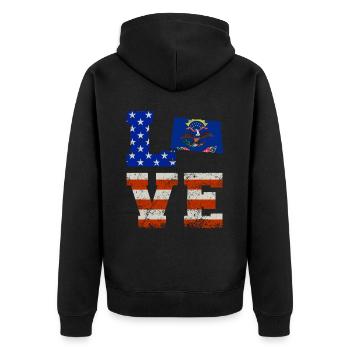 Cadeau d’amour du Dakota du Nord - Veste à capuche bio Premium Unisexe - noir - Dos - Nico (187cm)
