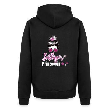 Schlagerprinzessin Schlagerfan Schlager Geschenk - Unisex Premium Bio Zip Hoodie - Schwarz - Hinten - Nico (187cm)