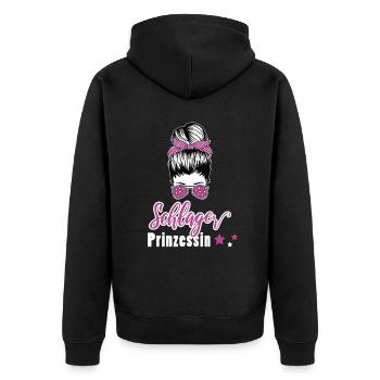 Schlagerprinzessin Schlagerfan Schlagermusik - Unisex Premium Bio Zip Hoodie - Schwarz - Hinten - Nico (187cm)