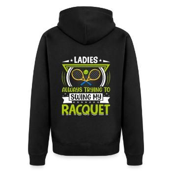 Les femmes essaient de balancer des raquettes de tennis - Veste à capuche bio Premium Unisexe - noir - Dos - Nico (187cm)