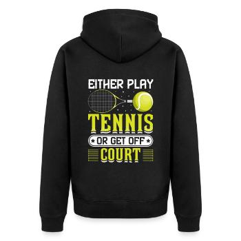 Entweder Tennis Spielen Oder Aussteigen Spaß - Unisex Premium Bio Zip Hoodie - Schwarz - Hinten - Nico (187cm)