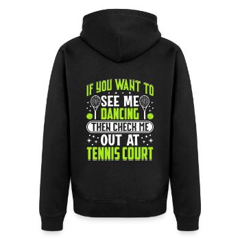 Check Me Out At Tennis Court Fun Sports Player - Unisex Premium Bio Zip Hoodie - Schwarz - Hinten - Nico (187cm)